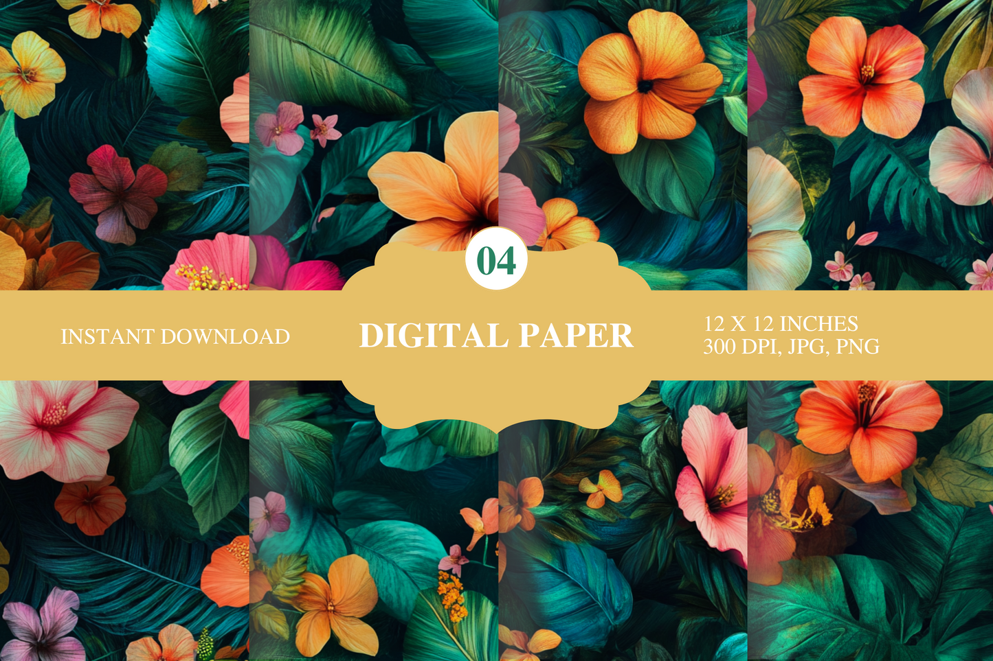 Teal Arrangement Digital Paper (12x12)