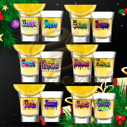Zodiac Signs Shot Glass Set 2 (COLOR Font)