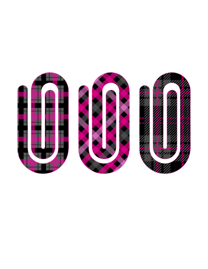 Pink Plaid Jumbo Paper Clip Bookmark Set