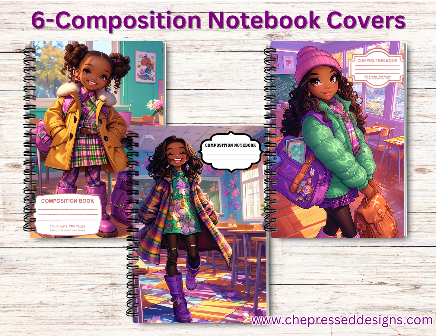 "Violet" Composition Notebook Covers (6 Covers)